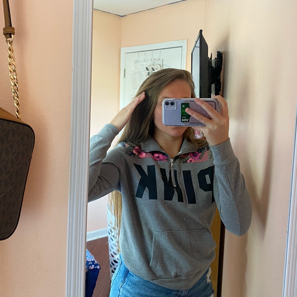 pink 3/4 zip up pullover